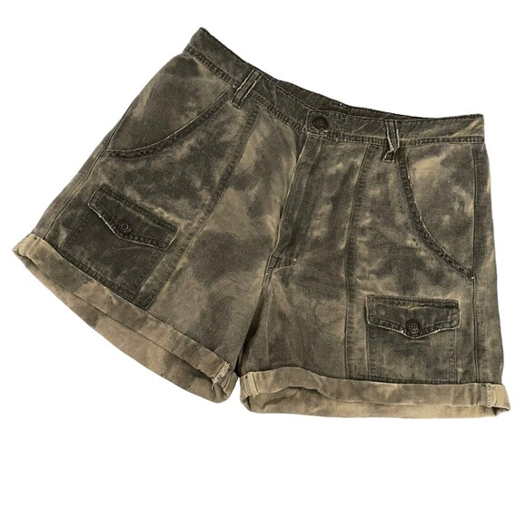 Ralph Lauren Denim Supply Cargo Shorts Womens Size 8 Green Bleached Wash Cuffed - Picture 1 of 11
